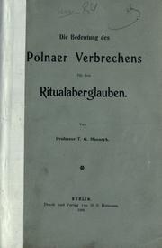 Cover of: Die Bedeutung des Polnaer Verbrechens f©·ur den Ritualaberglauben