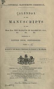Cover of: Calendar of the manuscripts of the Most Hon. the Marquess of Salisbury, K.G. [etc.] by Great Britain. Royal Commission on Historical Manuscripts.