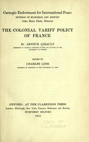 Cover of: colonial tariff policy of France