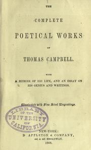 Cover of: The complete poetical works of Thomas Campbell by Thomas Campbell