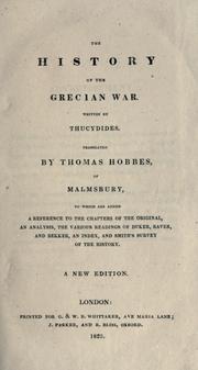 Cover of: The history of the Grecian war. by Thucydides