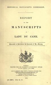 Cover of: Report on the manuscripts of Lady Du Cane.