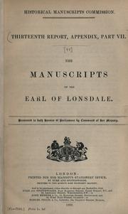 Cover of: The manuscripts of the Earl of Lonsdale 