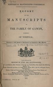 Cover of: Report on the manuscripts of the family of Gawdy: formerly of Norfolk ...