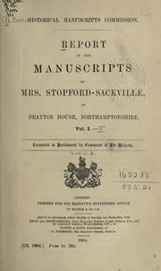 Cover of: Report on the manuscripts of Mrs. Stopford-Sackville: of Drayton House, Northamptonshire.