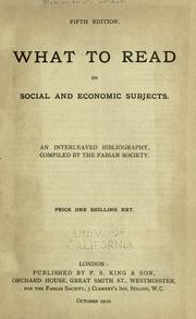 Cover of: What to read on social and economic subjects. by Fabian Society (Great Britain)