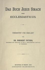 Cover of: Das Buch Jesus Sirach by Peters, Norbert