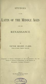Cover of: Studies in the Latin of the Middle Ages and the Renaissance.