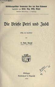 Die Briefe Petri und Judä by Rudolf Knopf