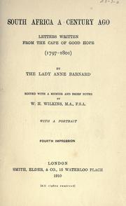 Cover of: South Africa a century ago by Barnard, Anne Lindsay Lady