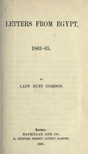 Letters from Egypt, 1863-65 by Duff Gordon, Lucie Lady, Gordon Duff