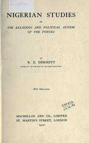 Cover of: Nigerian studies by R. E. Dennett