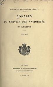 Cover of: Annales du Service des antiquit©Øes de l'Egypte by Minist©Łere des travaux public