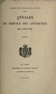 Cover of: Annales du Service des Antiquités de l’Égypte by 