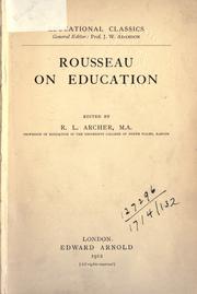 Cover of: Rousseau on education