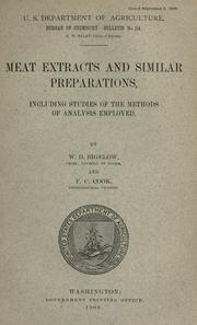 Cover of: Meat extracts and similar preparations by Bigelow, Willard Dell