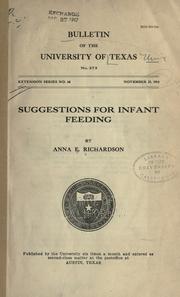 Cover of: Suggestions for infant feeding