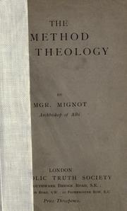 Cover of: The Mehtod of theology.