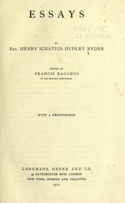 Cover of: Essays by H. I. D. Ryder, H. I. D. Ryder