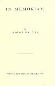 Cover of: In memoriam by George Dalziel