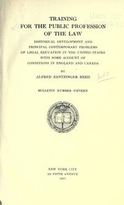 Cover of: Training for the public profession of the law by Alfred Zantzinger Reed
