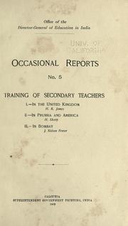 Cover of: Training of secondary teachers ...