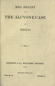 Cover of: Mrs. Besant and the Alcyone Case