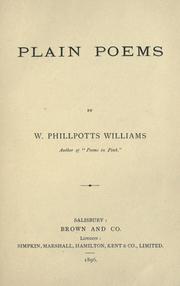 Plain poems by W. Phillpotts Williams