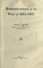 Cover of: Reminiscences of the war of 1861-1865