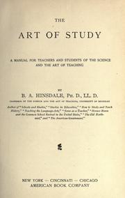 Cover of: The art of study by Hinsdale, B. A.