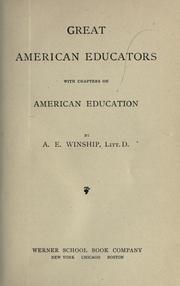 Cover of: Great American educators: with chapters on American education.