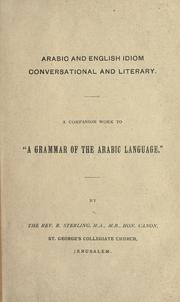 Cover of: Arabic and English idiom by R. Sterling
