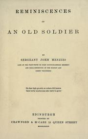 Cover of: Reminiscences of an old soldier