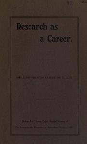 Cover of: Research as a career by Armsby, Henry Prentiss