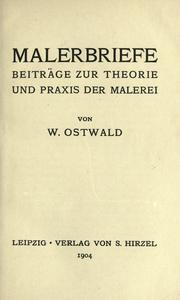Cover of: Malerbriefe by Wilhelm Ostwald