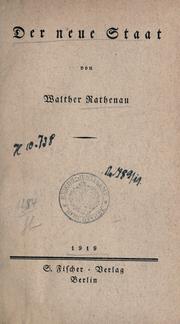 Cover of: Der neue Staat. by Walther Rathenau, Walther Rathenau