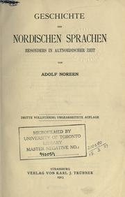 Cover of: Geschichte der nordischen Sprachen, besonders in altnordischer Zeit. by Adolf Gotthard Noreen