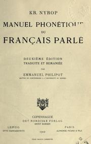 Cover of: Manuel phonétique du français parlé.: 2. ed., traduite at remaniée par Emmanuel Philipot.