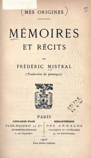 Cover of: Mémoires et récits by Frédéric Mistral