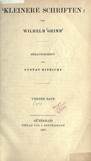 Cover of: Kleinere Schriften by Wilhelm Grimm