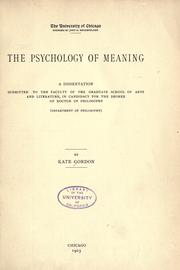 Cover of: The psychology of meaning... by Kate Gordon