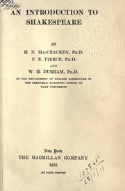 Cover of: An introduction to Shakespeare by H. N. MacCracken, H. N. MacCracken