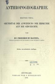Cover of: Anthropogeographie. by Friedrich Ratzel