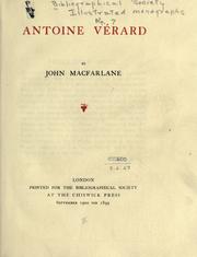 Cover of: Antoine Vérard | Macfarlane, John