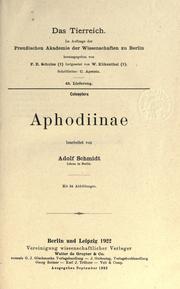 Cover of: Aphodiinae by Adolf Schmidt