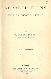 Cover of: Appreciations by Walter Pater