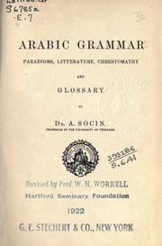 Cover of: Arabic grammar: paradigms, literature, exercises and glossary