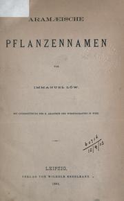 Cover of: Aramaeische Pflanzennamen. by Immanuel L©w