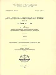 Cover of: Archaeological explorations in Peru. by A. L. Kroeber