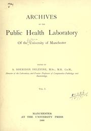 Cover of: Archives of the Public health laboratory of the University of Manchester